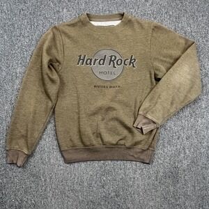 Hard Rock Hotel Riviera Maya Sweatshirt Small Olive Green Crewneck Pullover Y2K